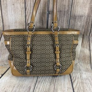 Coach Gallery Jacquard Patent Leather Tote Purse